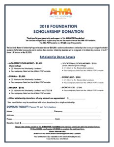 2018 Scholarship Donation Form – AHMA-PSW